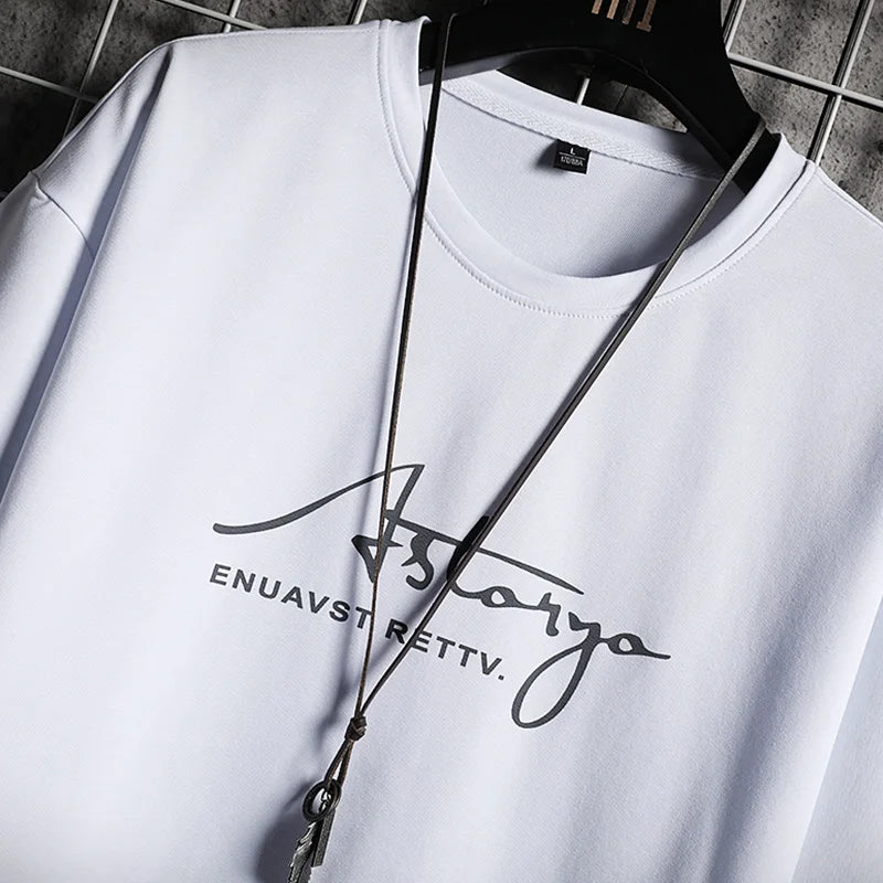 EAEOVNI Men'S T-Shirt + Shorts Set Summer Breathable Casual T Shirt Running Set 2021 Fashion Harajuku Printed Male Sport Suit