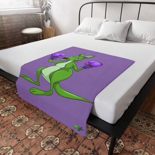 Fleece Blanket Boxing Kangaroo - Hand Drawn by Ozi Junior - Purple