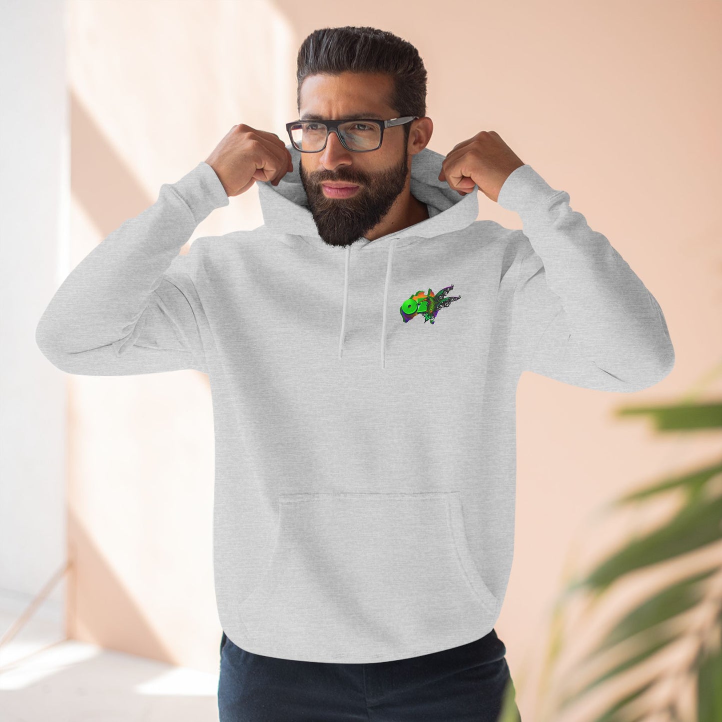 Ozi Fleece Hoodie With Hand Drawn Art