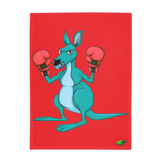 Fleece Blanket Boxing Kangaroo - Hand Drawn by Ozi Junior - Red