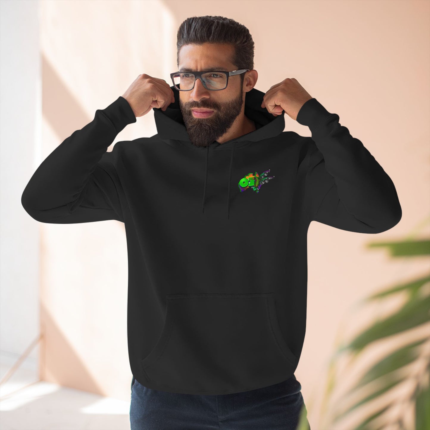 Ozi Fleece Hoodie With Hand Drawn Art