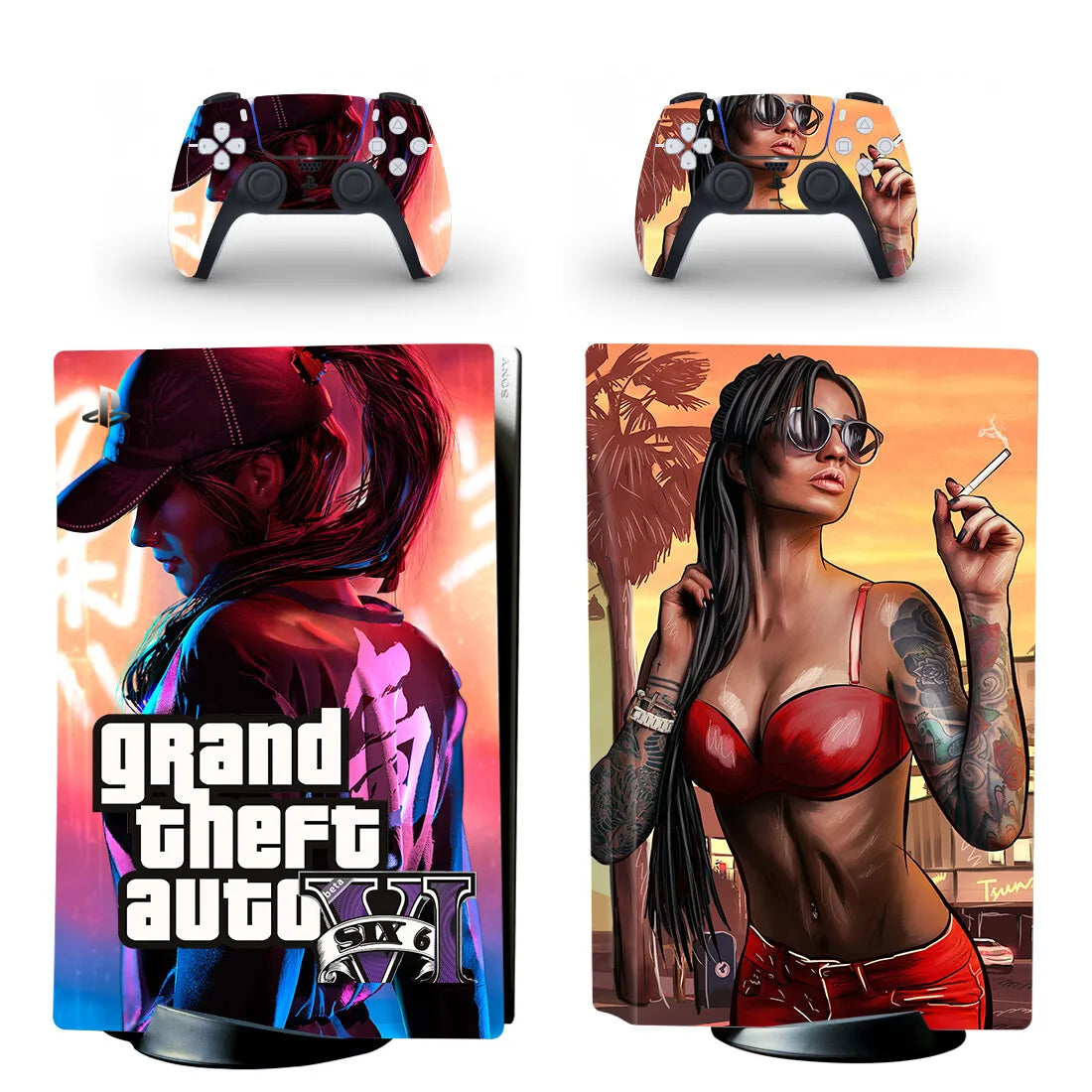 Grand Theft Auto VI GTA 6 PS5 Disc Skin Sticker Protector Decal Cover for Console Controller PS5 Disk Skin Sticker Vinyl