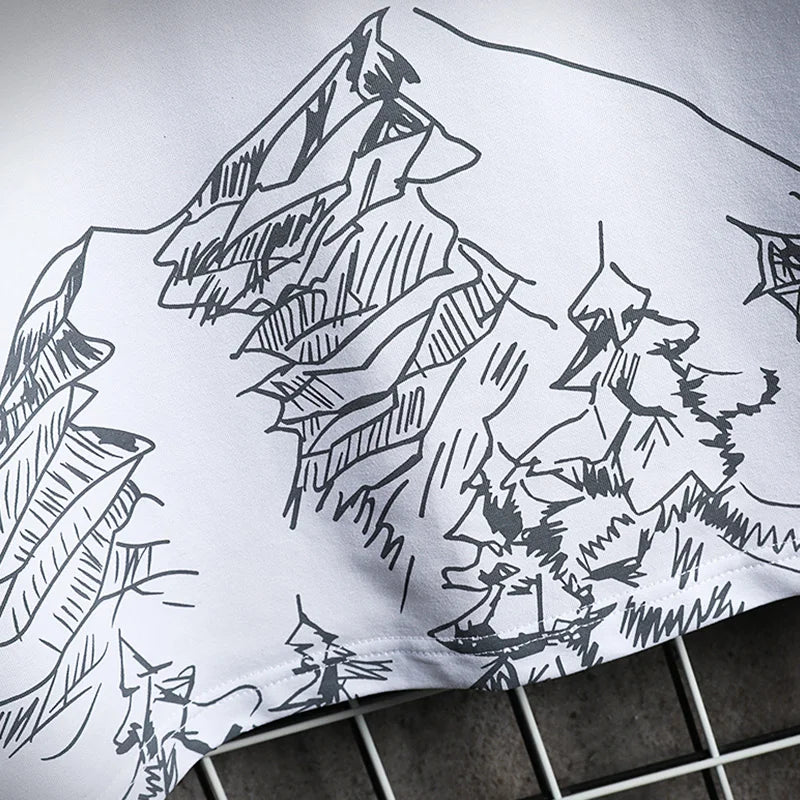 EAEOVNI Men'S T-Shirt + Shorts Set Summer Breathable Casual T Shirt Running Set 2021 Fashion Harajuku Printed Male Sport Suit