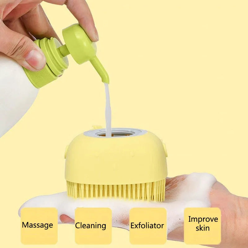 Dog Cat Bath Brush Soft Safe Silicone with Shampoo Box Pet Bathroom Massage Gloves Dog Cat Cleaning Grooming Tools Pet Supplies