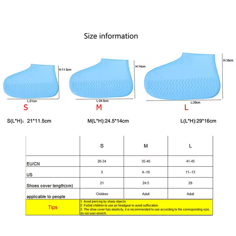 Reusable Waterproof Rain Shoes Covers Silicone Outdoor Rain Boot Overshoes Walking Shoes Accessories Reusable Shoe Cover 1Pair