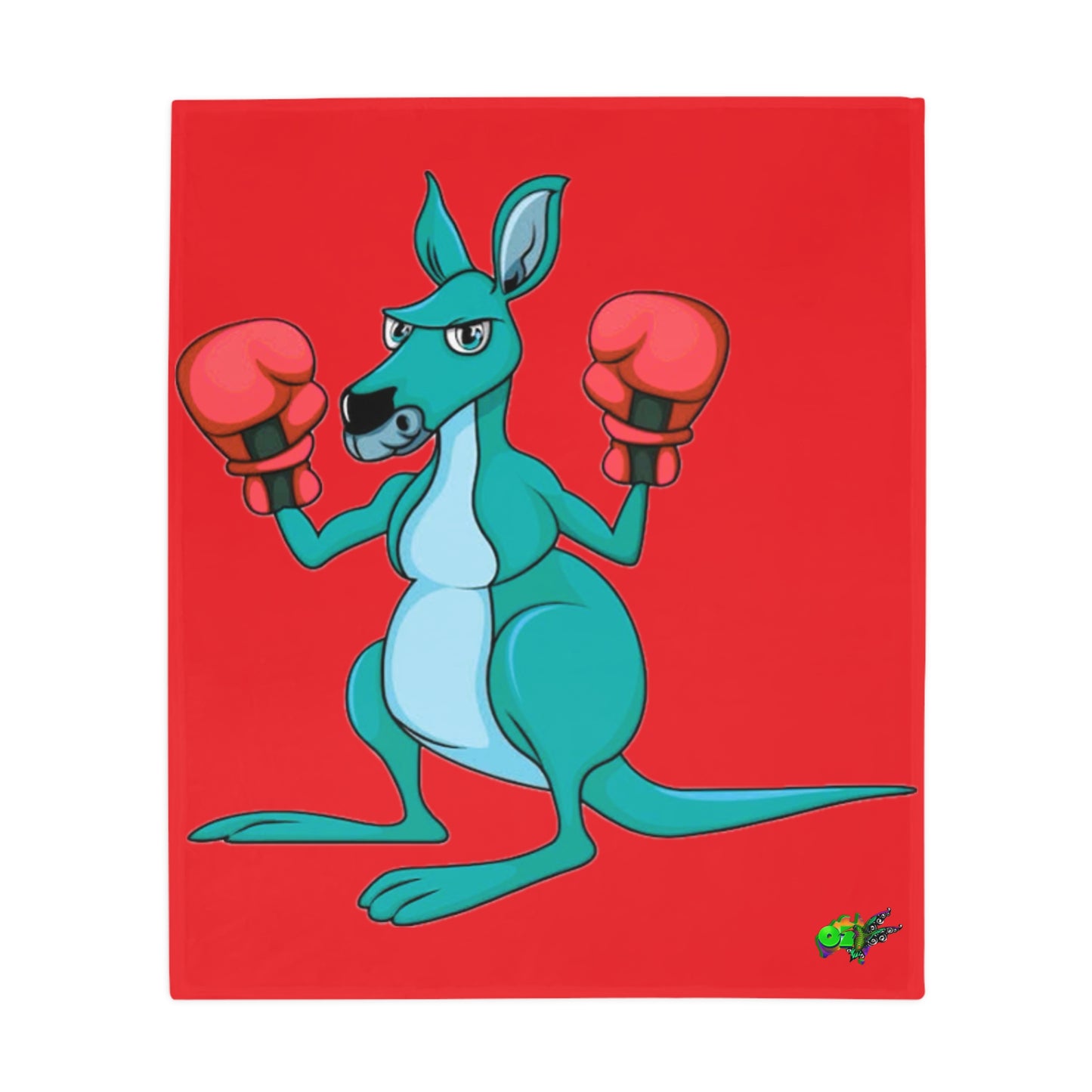 Fleece Blanket Boxing Kangaroo - Hand Drawn by Ozi Junior - Red