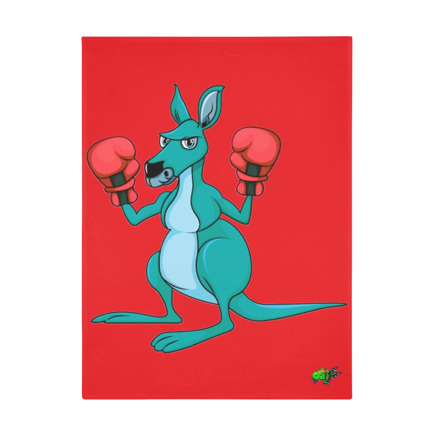 Fleece Blanket Boxing Kangaroo - Hand Drawn by Ozi Junior - Red