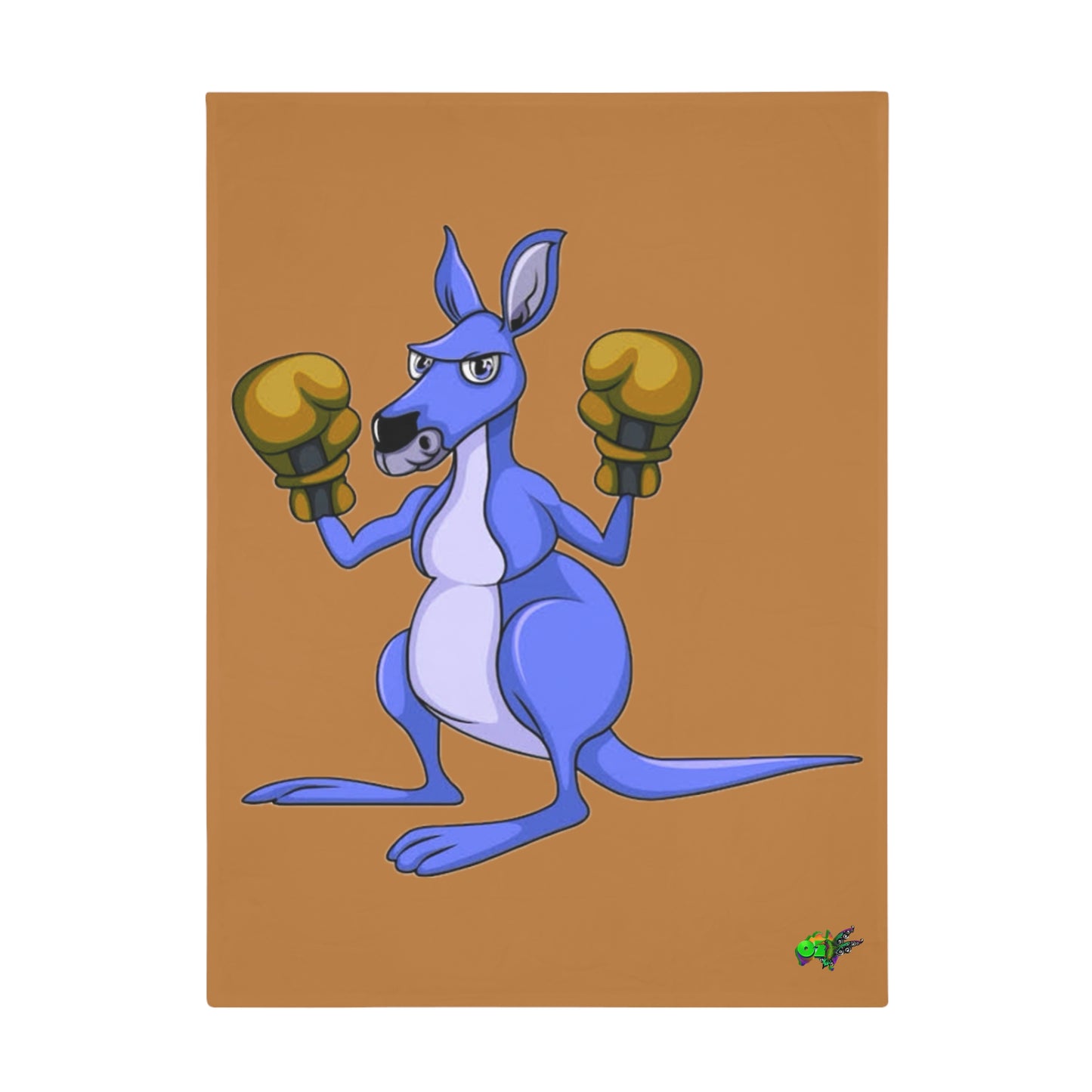 Fleece Blanket Boxing Kangaroo Hand Drawn by Ozi Junior - Brown