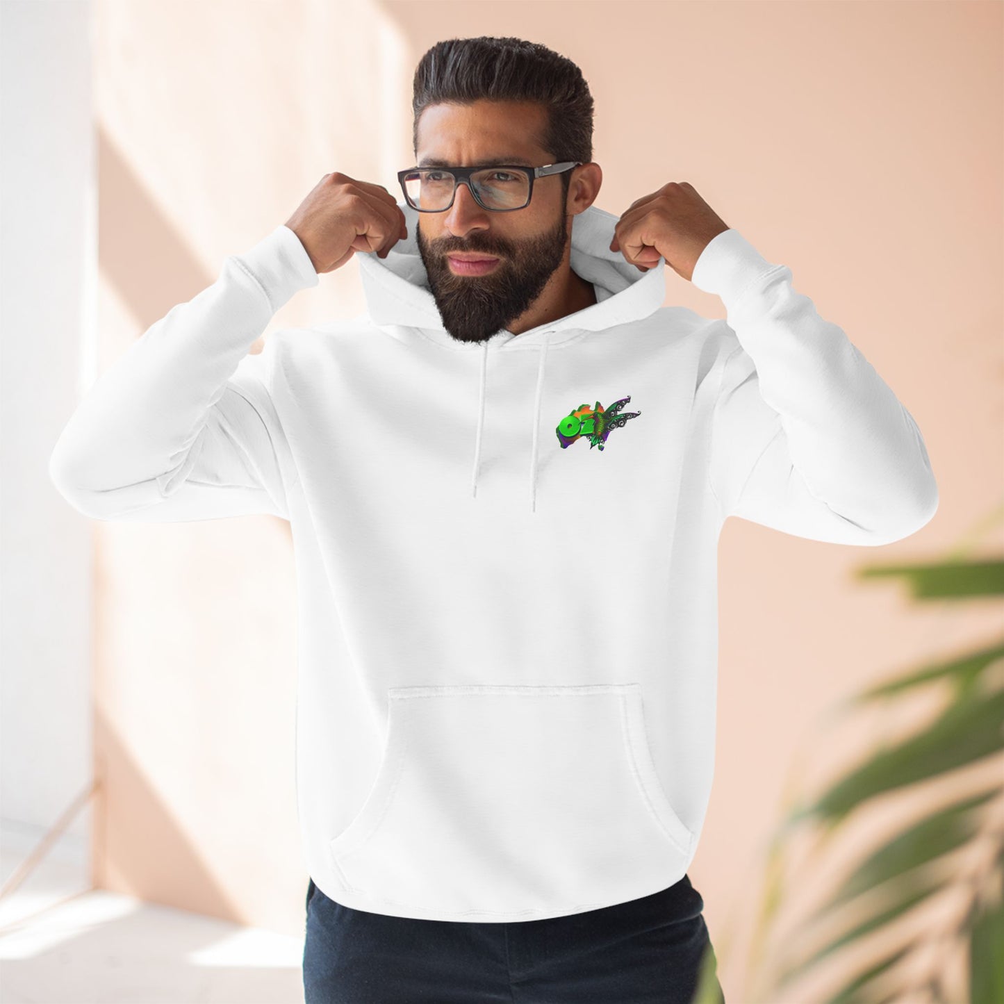 Ozi Fleece Hoodie With Hand Drawn Art