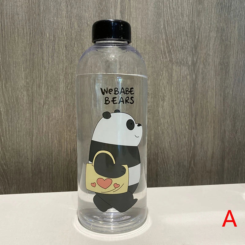 1000Ml Water Bottle Panda Cup Transparent Water Bottle Drinkware Cup Leak-Proof Cartoon Water Bottle Drinkware Cup