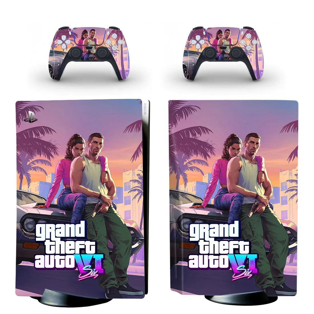 Grand Theft Auto VI GTA 6 PS5 Disc Skin Sticker Protector Decal Cover for Console Controller PS5 Disk Skin Sticker Vinyl