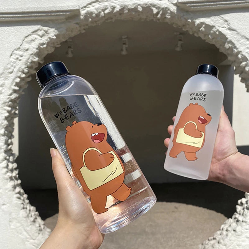 1000Ml Water Bottle Panda Cup Transparent Water Bottle Drinkware Cup Leak-Proof Cartoon Water Bottle Drinkware Cup