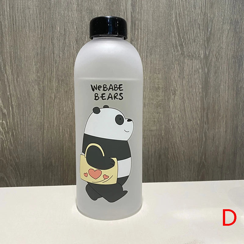 1000Ml Water Bottle Panda Cup Transparent Water Bottle Drinkware Cup Leak-Proof Cartoon Water Bottle Drinkware Cup