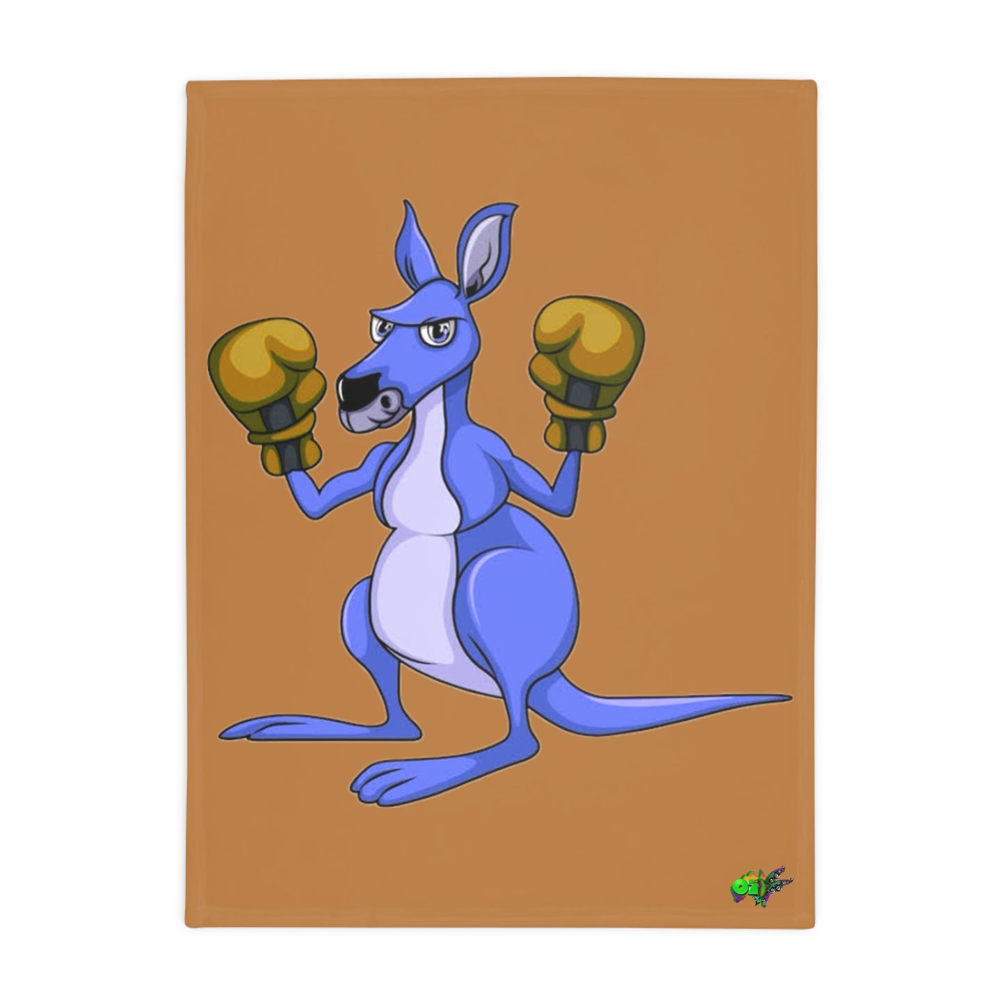 Fleece Blanket Boxing Kangaroo Hand Drawn by Ozi Junior - Brown