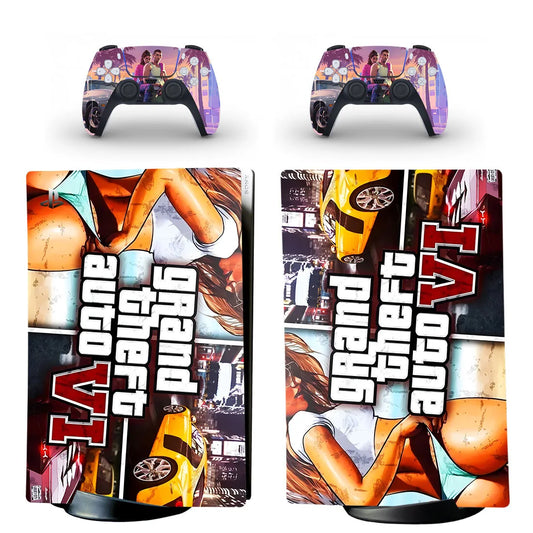 Grand Theft Auto VI GTA 6 PS5 Digital Skin Sticker Decal Cover for Console and 2 Controllers Vinyl Skins