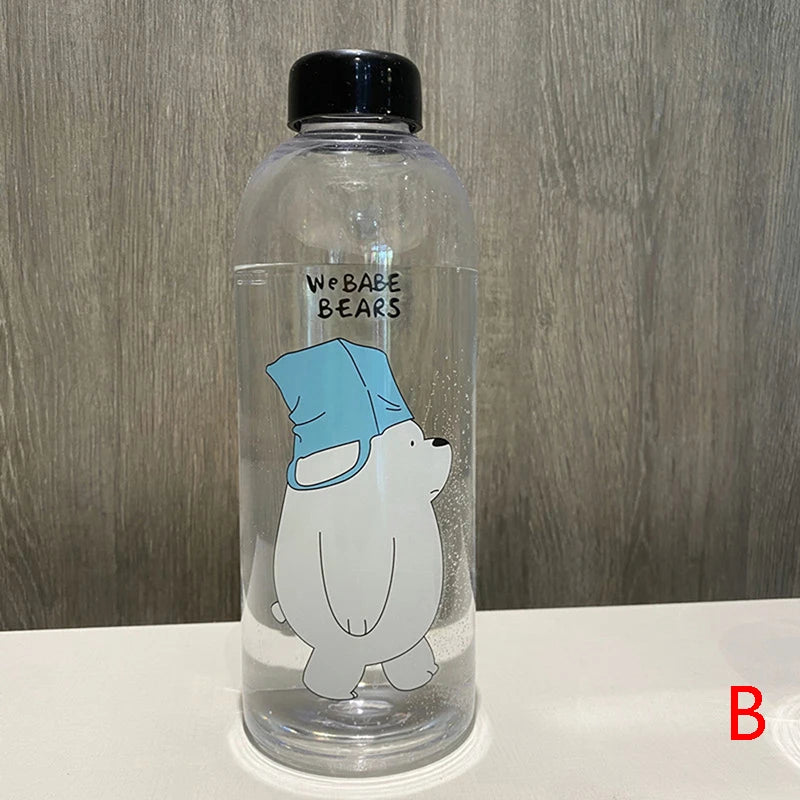 1000Ml Water Bottle Panda Cup Transparent Water Bottle Drinkware Cup Leak-Proof Cartoon Water Bottle Drinkware Cup