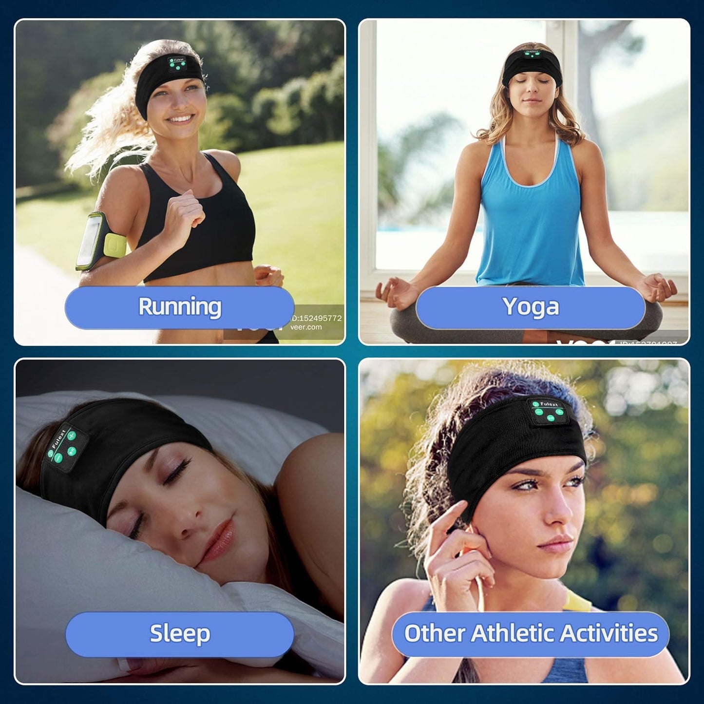 Sleep Headphones Bluetooth Headband, Sleeping Headphones Sports Headband Headphones, Long Time Play Sleeping Headsets with Built in Speakers Perfect for Workout Running Yoga