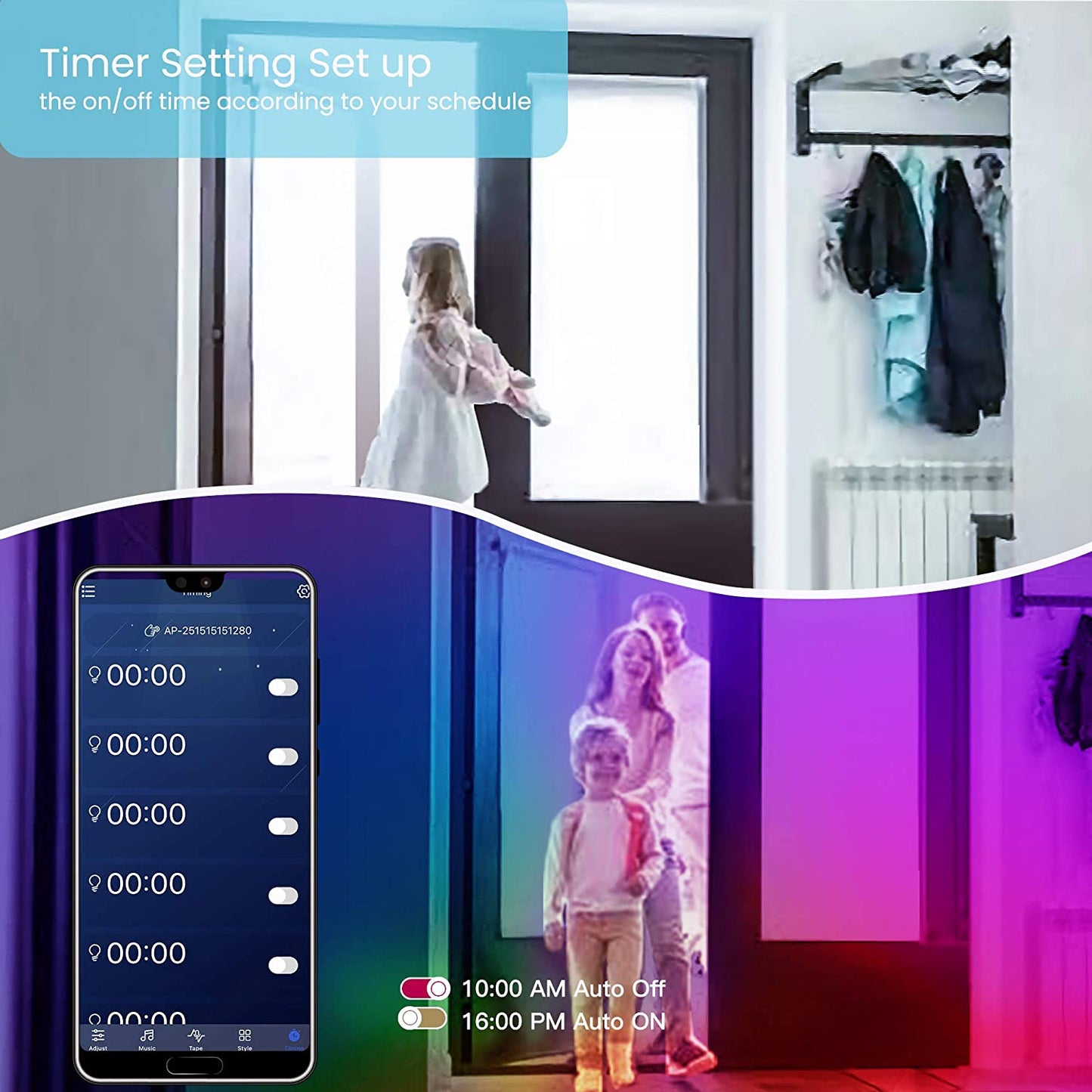 GUPUP 50 FT LED Strip Lights,Bluetooth LED Lights for Bedroom, Color Changing Light Strip with Music Sync, Phone Controller and IR Remote(App+Remote +Mic).