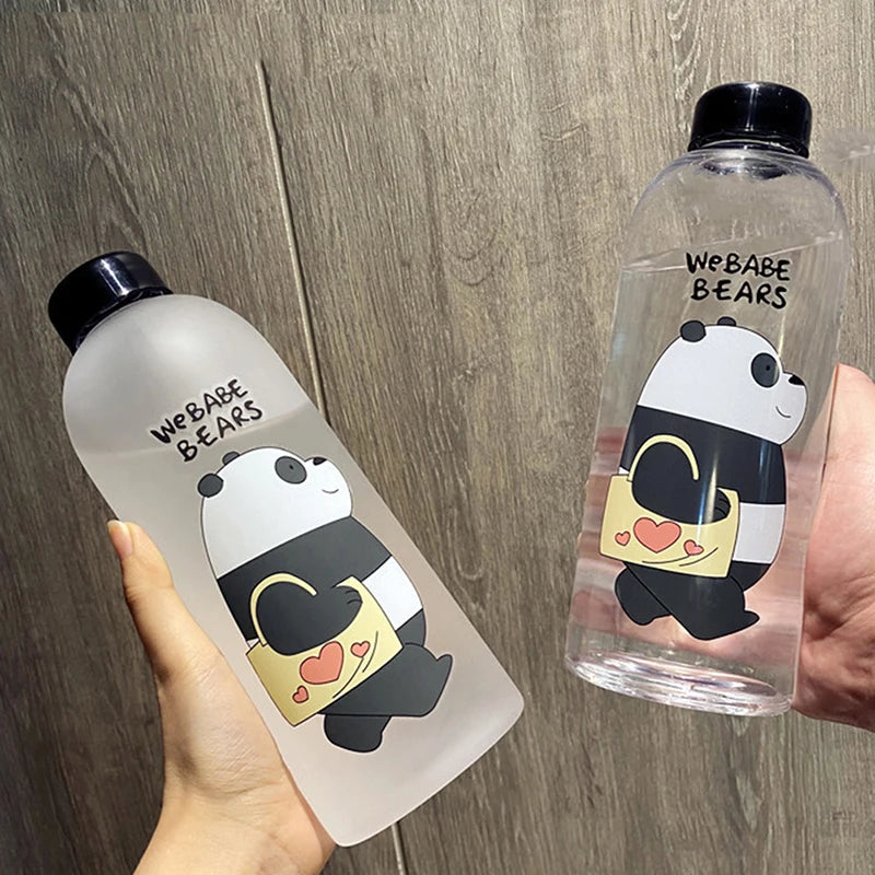 1000Ml Water Bottle Panda Cup Transparent Water Bottle Drinkware Cup Leak-Proof Cartoon Water Bottle Drinkware Cup