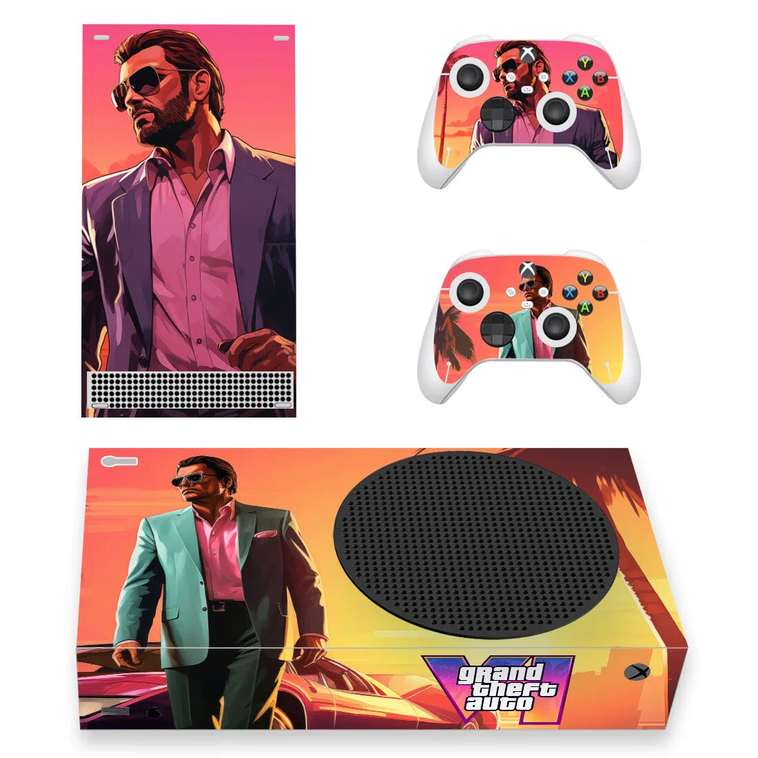 Grand Theft Auto VI GTA 6 Skin Sticker Decal Cover for Xbox Series S Console and 2 Controllers XSS Skins Vinyl
