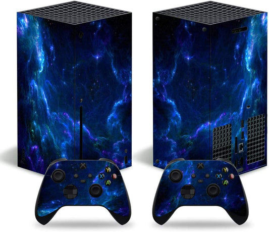 Full Body Vinyl Skin Stickers Decal Cover for Series X Console & Controllers(Blue Galaxy)