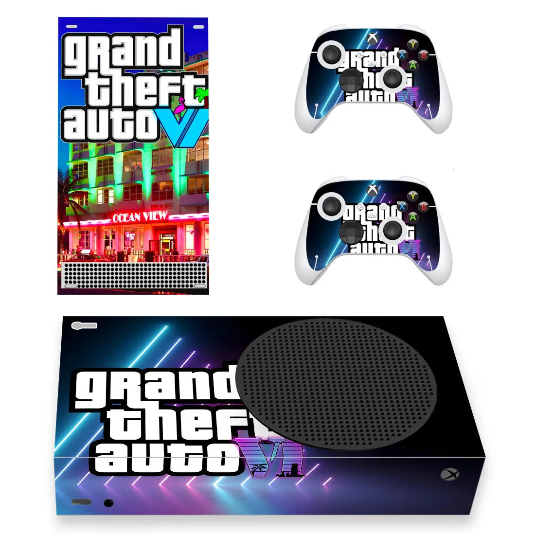 Grand Theft Auto VI GTA 6 Skin Sticker Decal Cover for Xbox Series S Console and 2 Controllers XSS Skins Vinyl