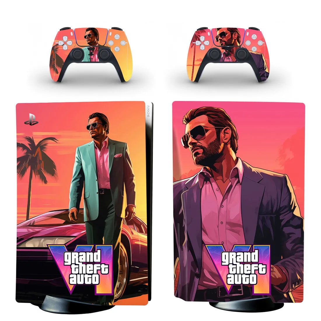 Grand Theft Auto VI GTA 6 PS5 Disc Skin Sticker Protector Decal Cover for Console Controller PS5 Disk Skin Sticker Vinyl