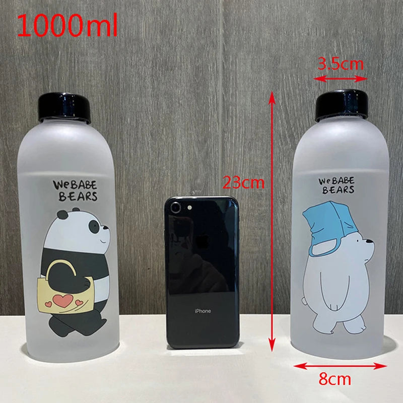 1000Ml Water Bottle Panda Cup Transparent Water Bottle Drinkware Cup Leak-Proof Cartoon Water Bottle Drinkware Cup